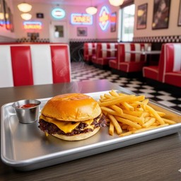 เบอร์เกอร์หมู เบคอน ชีส และซอสสูตรพิเศษ