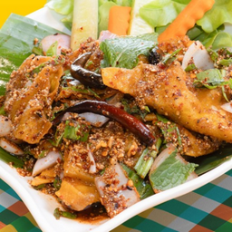 ลาบแซ่บเกี๊ยวกรอบ เจ มังสวิรัติ วีแกน