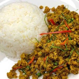 ข้าวหน้าคั่วกลิ้งหมูสับ