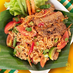 ยำมาม่าหมูย่าง เจ มังสวิรัติ วีแกน