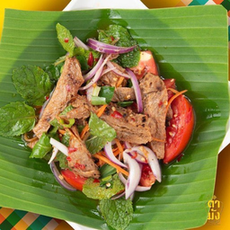 ยำคอหมูย่าง เจ มังสวิรัติ วีแกน