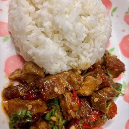 Crispy Pork Basil With Rice
