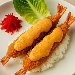 ข้าวหน้ากุ้งตอปิโดซอสไข่กุ้ง