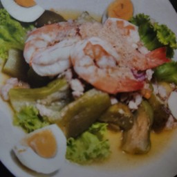 ยำมะเขือเผาหมูสับกุ้งสด