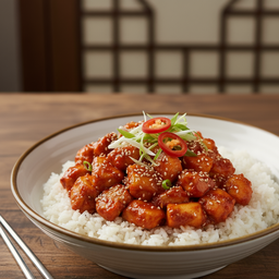 [อร่อยซ่ากับโค้ก] ไก่ผัดซอสหม่าล่าราดข้าว +  โค้ก ออริจินัล (กระป๋อง) 