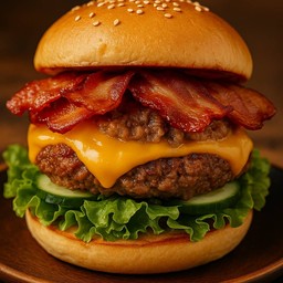 เบอร์เกอร์ หมูสับ+เบค่อน+ชีส