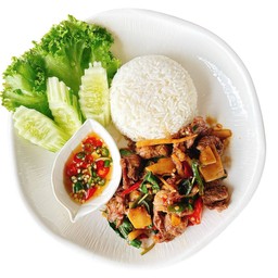 ข้าวกะเพราเนื้อหน่อไม้ดอง