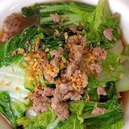 ผัดผักกาดขาว หมูสับ/ไก่/เนื้อ/หมูกรอบ