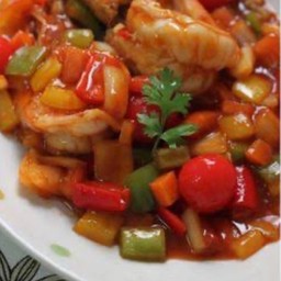 กุ้งใหญ่ผัดเปรี้ยวหวาน
