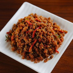 ปลาดุกฟูผัดพริกขิง