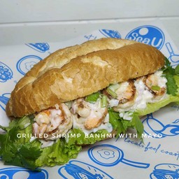 บั๋นหมี่กุ้งย่างคลุกมาโย Grilled Shrimp Banhmi with Mayo