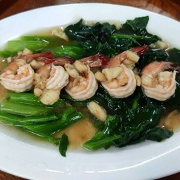 166.1 คะน้าฮ่องกงผัดน้ำมันหอย กุ้ง/หมึก
