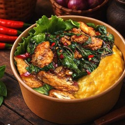 ข้าวไข่ข้น+กระเพราไก่กรอบ