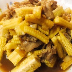 ผัดข้าวโพดอ่อนหมูสับ(เป็นกับข้าว