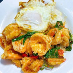 ข้าวกระเพรากุ้ง+ไข่ดาว