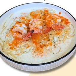 สปาเกตตีครีมซอสกุ้งไข่กุ้ง