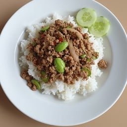 หมูสับผัดกะปิสะตอราดข้าว