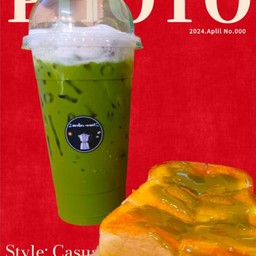 โปรจับคู่สุดคุ้ม ชาเขียว+ปังปิ้งเนยรสชาเขียว ขนมปัง 2 แผ่น