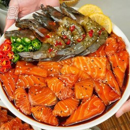 กุ้งดองและแซลมอนดอง