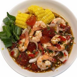 ยำข้าวโพด+ไข่เค็ม กุ้ง สุก /สด