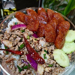 ข้าวลาบหมู+กุนเชียงทอด