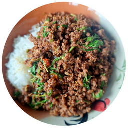 กะเพราหมูราดข้าว