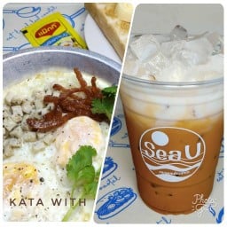 ชุดชาไทย+ไข่กระทะ  ขนมปังปิ้ง เนยสด