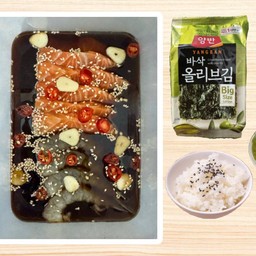Setคู่แซ่บ กุ้งดอง+ แซลมอนดอง+ น้ำจิ้มซีฟู้ดแซ่บๆ+สาหร่าย+ ข้าวญี่ปุ่น