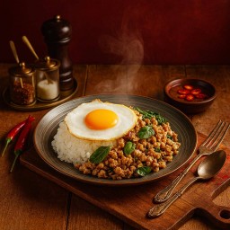 ข้าวกะเพราไก่ไข่ดาวรสเด็ด