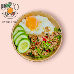 ผัดผักบุ้งหมูสับราดข้าว