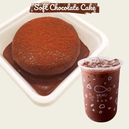 โกโก้(พรีเมี่ยมชงนมสด) + ซอฟต์ช็อคโกแลตเค้ก