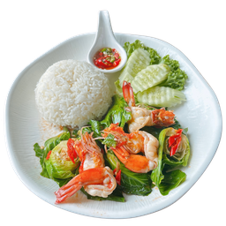 ข้าวแขนงผัดกุ้งสด
