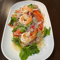 ยำเส้นแก้วกุ้งสดหมูสับ