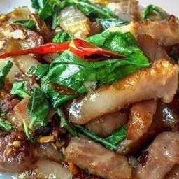 กะเพราคอหมูย่าง (เป็นกับข้าว)