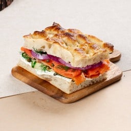 Smoked Salmon Dill Cream Cheese Focaccia Sandwich