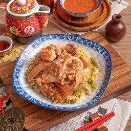สุกี้เเห้งรวมมิตร(หมู +หมึก+กุ้ง)