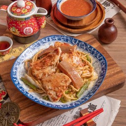 สุกี้แห้งไก่หมัก +ปลาหมึกกรอบ