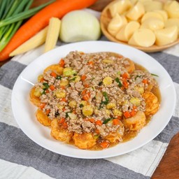 เต้าหู้ทรงเครื่องหมูสับ(ราดข้าว)