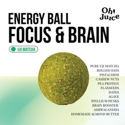 Energy ball Focus & brain (uji matcha)  1 กระปุก 10 ลูก