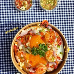 ข้าวหน้ากุ้งเบียด ไข่2ใบ