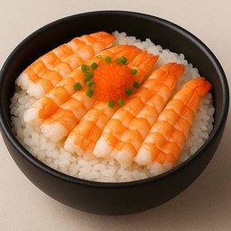 ข้าวหน้า กุ้งซูชิ ไข่กุ้ง