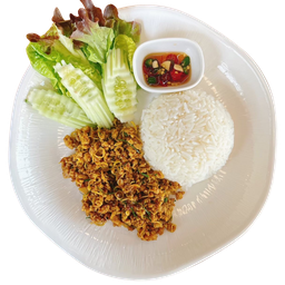 ข้าวคั่วกลิ้งหมูสับ