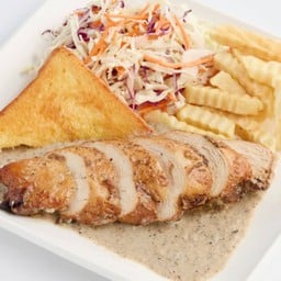 สเต๊กอกไก่ซอสทรัฟเฟิล