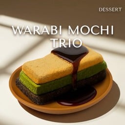 WARABI MOCHI TRIO SET (6 pcs.) - 3 รสชาติ ; ถั่วคินาโกะ x2, มัทฉะ x2, งาดำ x2