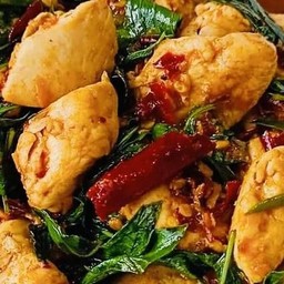 ข้าวไก่ผัดพริกใบโหระพา🐓