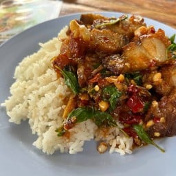 กระเพราหมูกรอบ