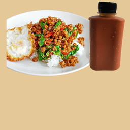 ข้าวกระเพราพริกแห้ง+น้ำ