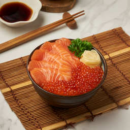 ข้าวหน้าแซลมอนไข่ปลา