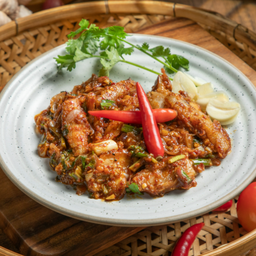 คอหมูย่างคั่วปลาร้า