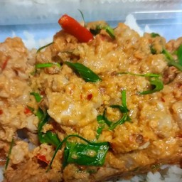 ห่อหมกไข่ข้นหมูสับราดข้าว